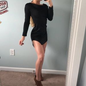 Body con slit black dress